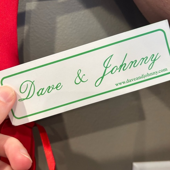 Dave & Johnny Prom Dress Red size 3/4 Satin Gown Style A7454 Slit - Picture 10 of 16